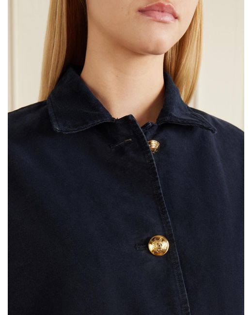 Nili Lotan Blue Devin Corduroy-Trimmed Cotton-Canvas Jacket