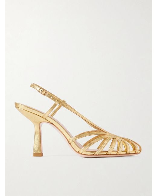 Loeffler Randall Natural Alexandra Metallic Leather Sandals