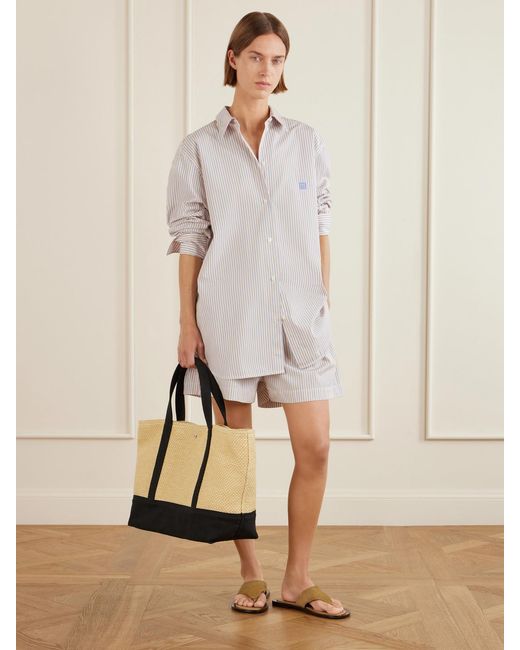 Totême  White Embroidered Striped Cotton-Poplin Shirt
