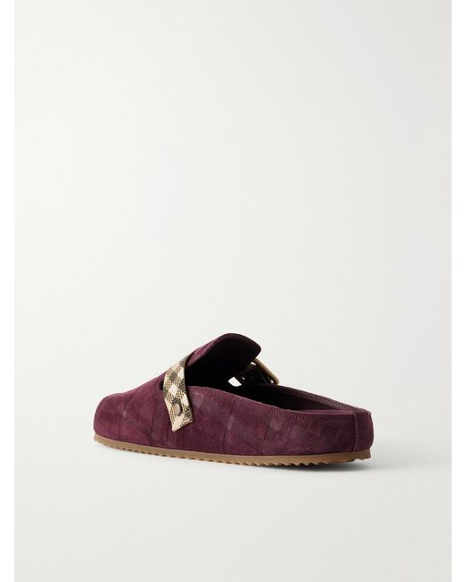 Burberry Brown Checked Suede Clogs