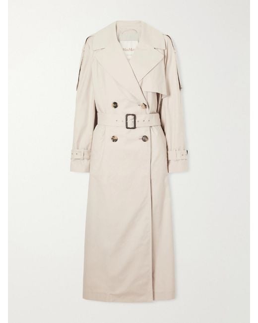 Max Mara Natural Cotton-Blend Twill Trench-Coat