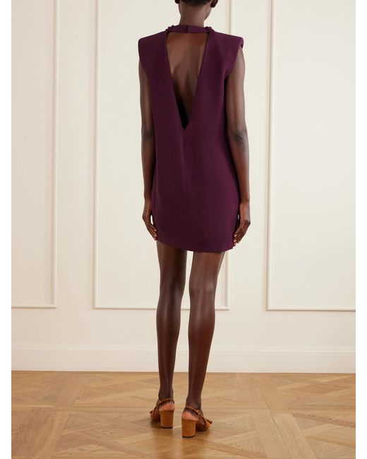 Valentino Garavani Purple Draped Silk-Cady Turtleneck Mini Dress