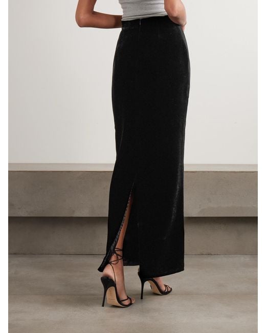 Ilkyaz Ozel Black Raja Velvet Midi Skirt