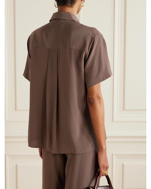 Matteau Brown Hemd Aus Crêpe De Chine Aus Seide