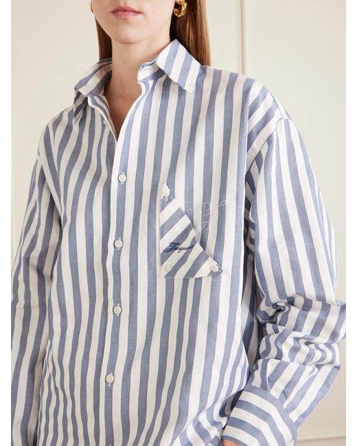 Jacquemus Blue La Chemise Voilier Striped Cotton-Poplin Shirt