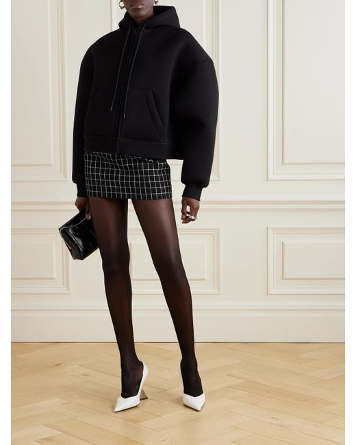 Wardrobe NYC Black Contour Checked Wool-Twill Mini Skirt