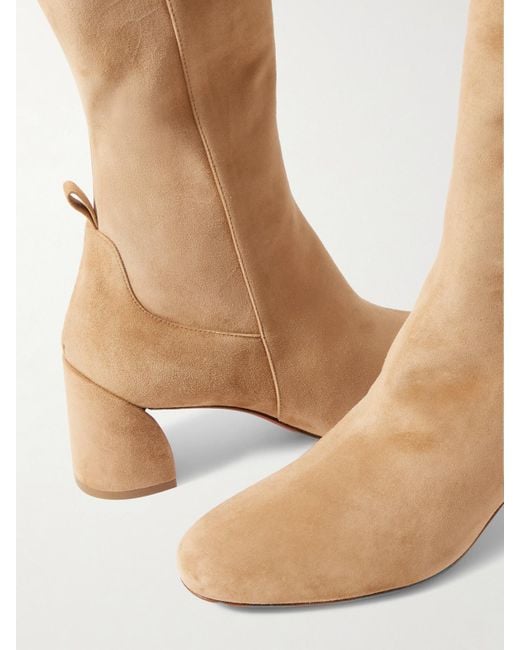 Christian Louboutin White Jane Botta 55 Suede Knee Boots
