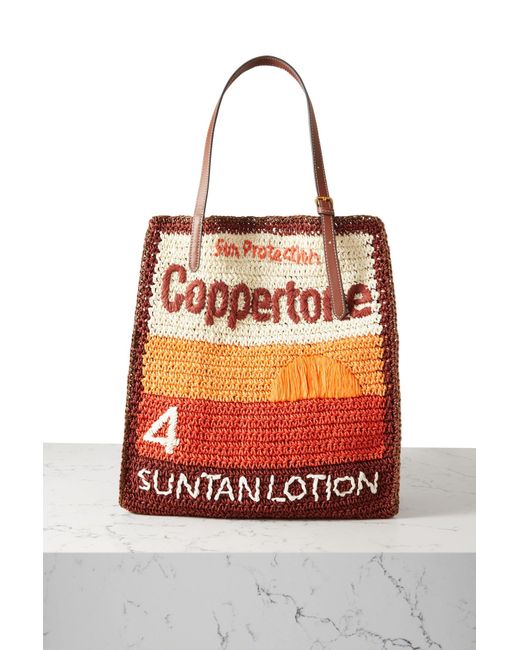 Anya Hindmarch Anya Brands Coppertone Tote Aus Raffiabast Mit Streifen