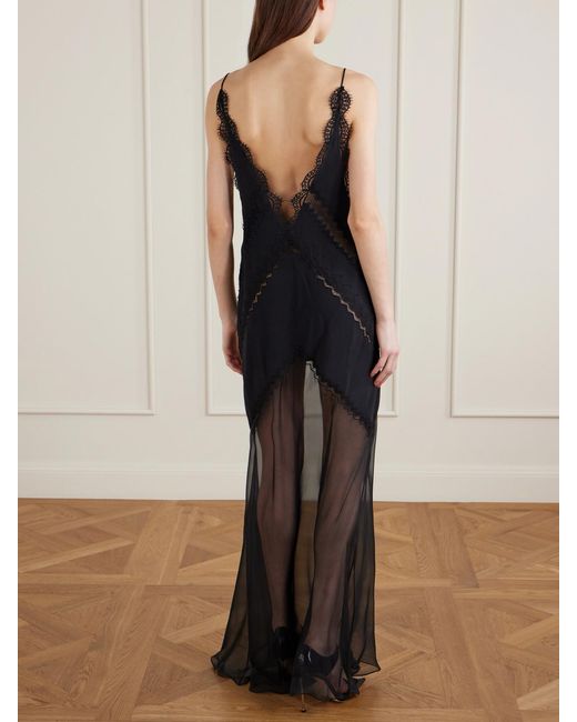 Tom Ford Black Enverse Lace-Trimmed Satin Maxi Dress