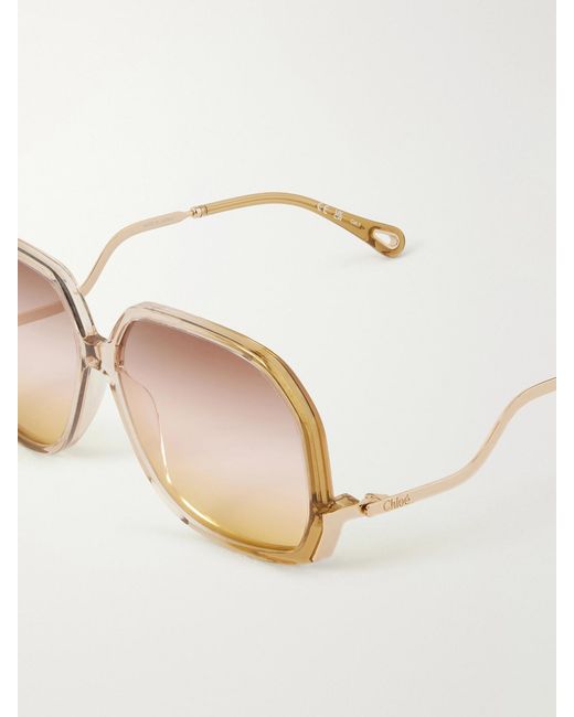 Chloé Natural Square-Frame Acetate Sunglasses