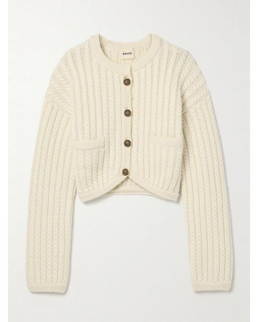 Khaite Natural Balser Cable-Knit Cashmere And Mohair-Blend Cardigan