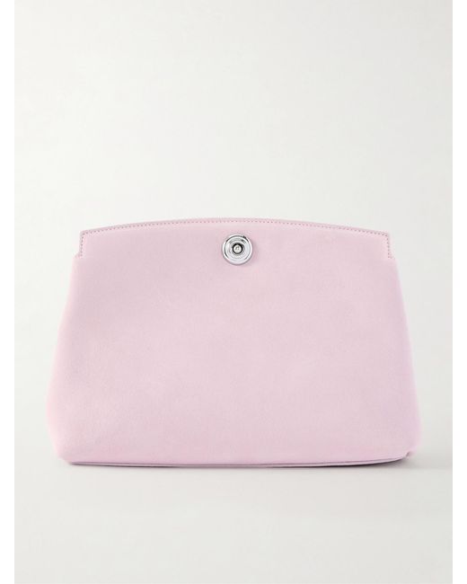 Liffner Pink Pushlock Suede Pouch