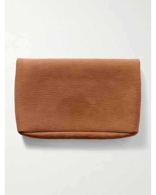 Saint Laurent Brown Cassandre Large Textured-Nubuck Clutch