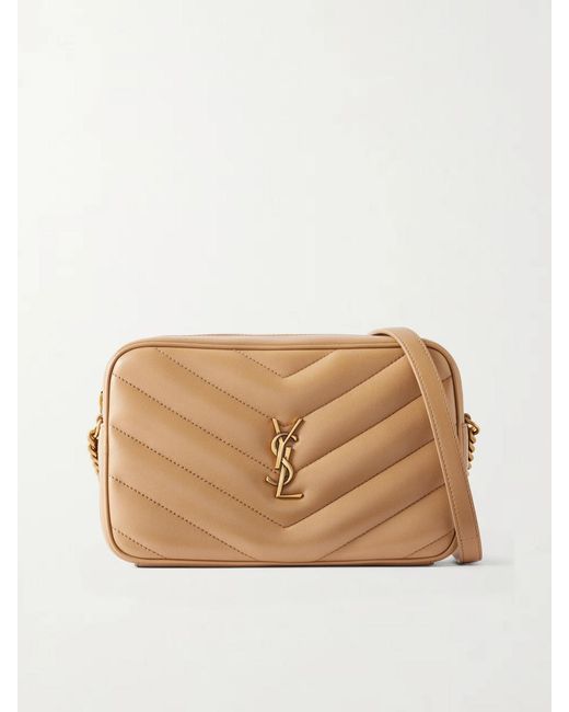 Saint Laurent Natural Loulou Quilted Textured-Leather Shoulder Bag