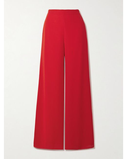 ANDRES OTALORA Red Kali Chiffon Wide-Leg Pants