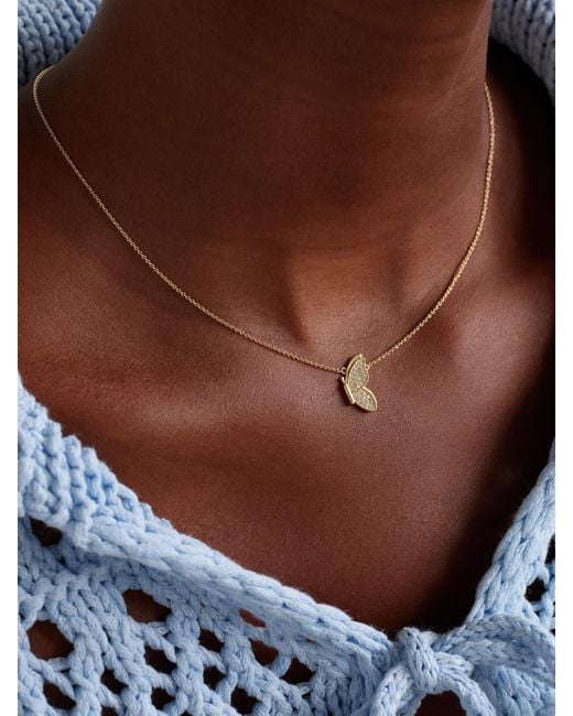 Sydney Evan Natural Small Flying Butterfly 14-Karat Diamond Necklace