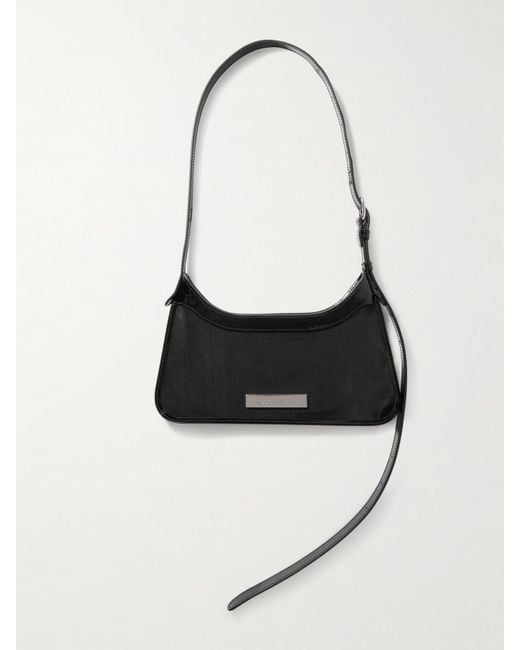 Acne White Embellished Patent Leather-Trimmed Mesh Shoulder Bag