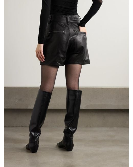 Isabel Marant Black Candice Shorts Aus Gestepptem Leder