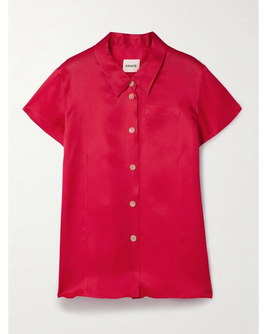 Khaite Red Keefe Silk-Organza Shirt