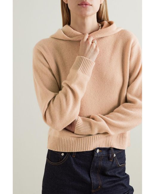 The Elder Statesman Natural Cropped Cashmere Hoodie