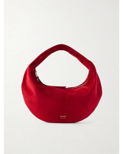 Khaite Red Olivia Mini Suede Shoulder Bag