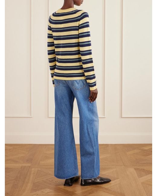 The Elder Statesman Blue Laurel Striped Cashmere Sweater