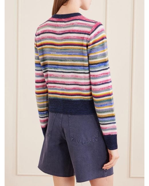 Suzie Kondi Multicolor Kandria Cropped Striped Cashmere Cardigan