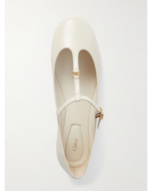 Chloé White Marcie Ballerinas Aus Leder Mit Verzierung