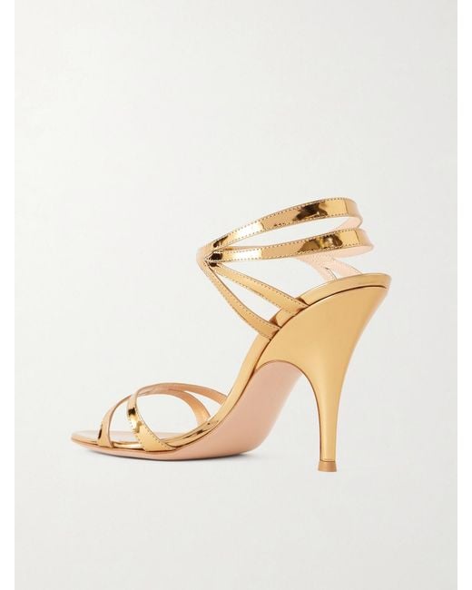 Gianvito Rossi Natural 95 Mirrored-Leather Sandals