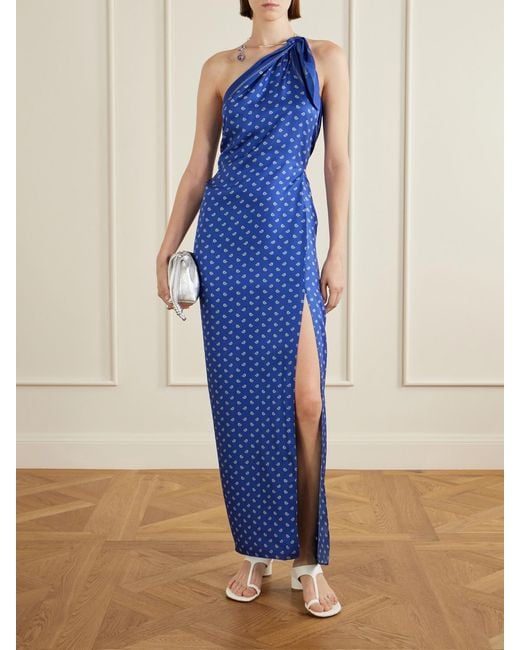 Christopher Esber Blue Bandana Printed Silk Twill Maxi Dress
