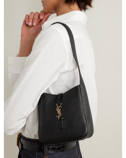 Saint Laurent White Le 5 À 7 Mini Schultertasche Aus Strukturiertem Leder