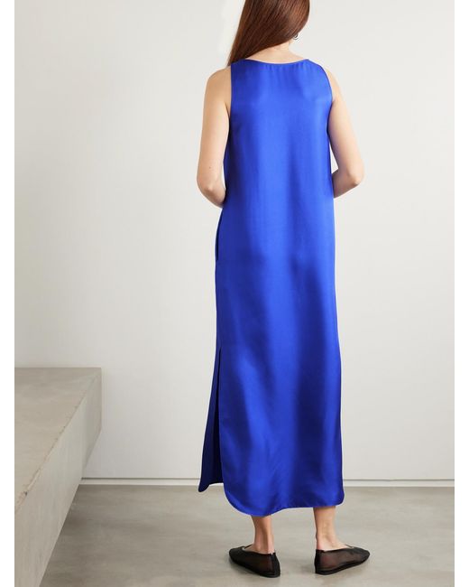 Loulou de Saison Blue Nada Silk-Twill Midi Dress