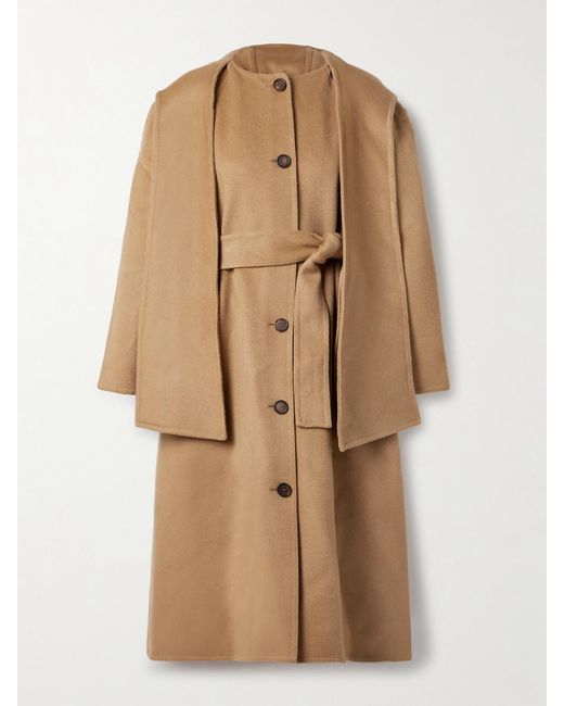 Sea Natural Astra Scarf-Detailed Hooded Wool-Felt Coat