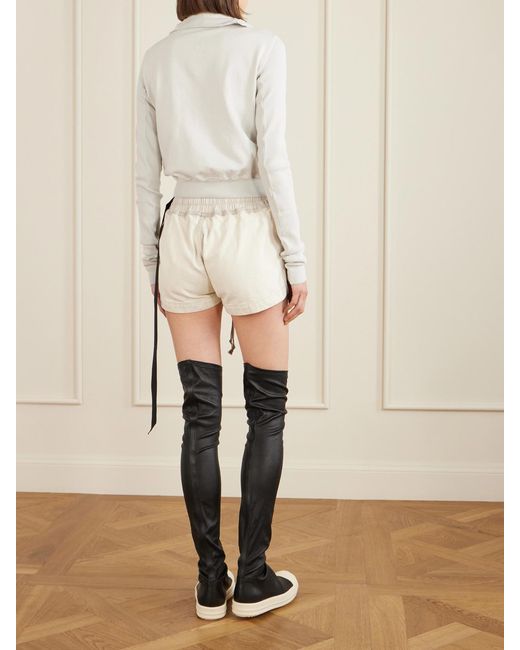 Rick Owens Natural Cropped Organic Cotton-Jersey Hoodie