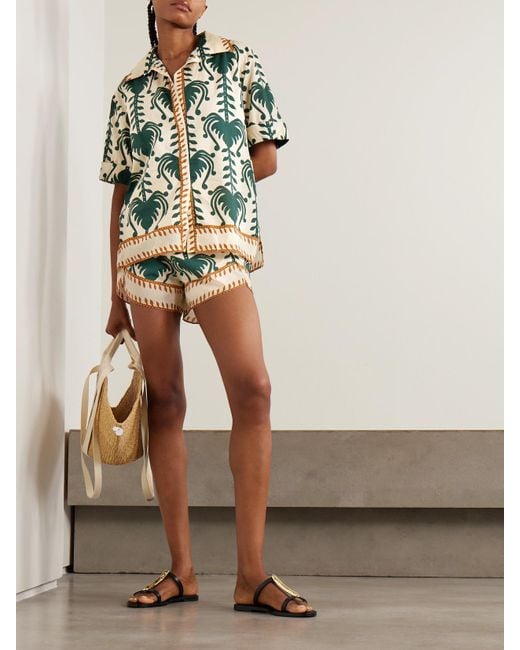 Johanna Ortiz Green Salty Promises Printed Cotton Shirt