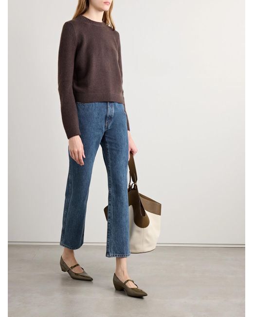 Khaite Blue Abigail Cropped High-Rise Straight-Leg Jeans