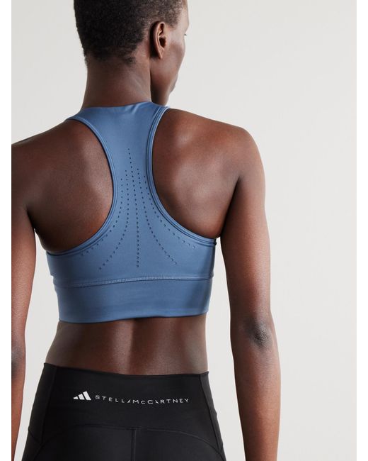 Brassière De Sport En Jersey Stretch Recyclé À Appliqués Et À Perforations Truepurpose Adidas By Stella McCartney en coloris Blue