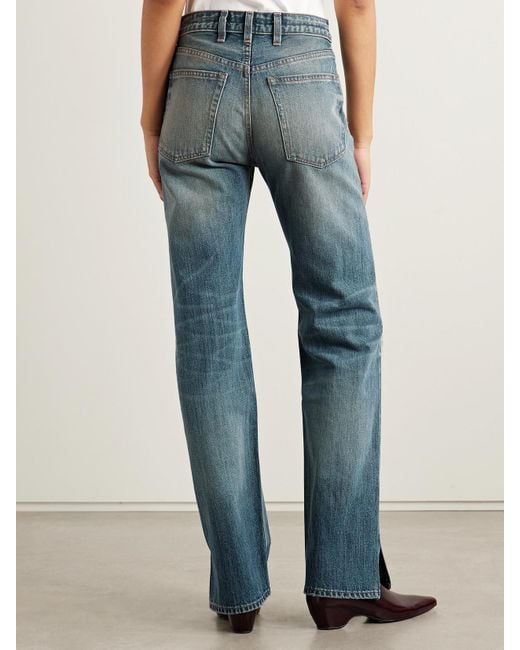 RÙADH Blue The Agnes Distressed Mid-Rise Straight-Leg Jeans