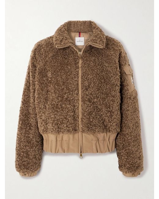 Moncler Brown Coligny Shell-Trimmed Fleece Down Jacket