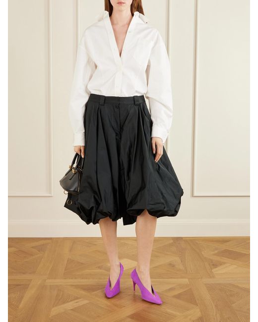Balenciaga Black Pleated Satin Shorts