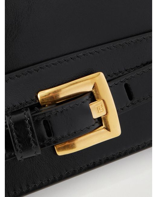 Balmain Black Shuffle Buckled Leather Shoulder Bag