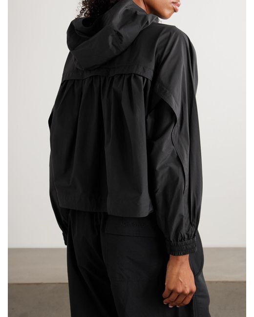 Veste À Capuche En Tissu Technique De Coton Mélangé À Fronces Theory en coloris Black