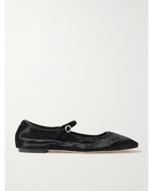 Aeyde Black Uma Calf Hair Mary Jane Ballet Flats