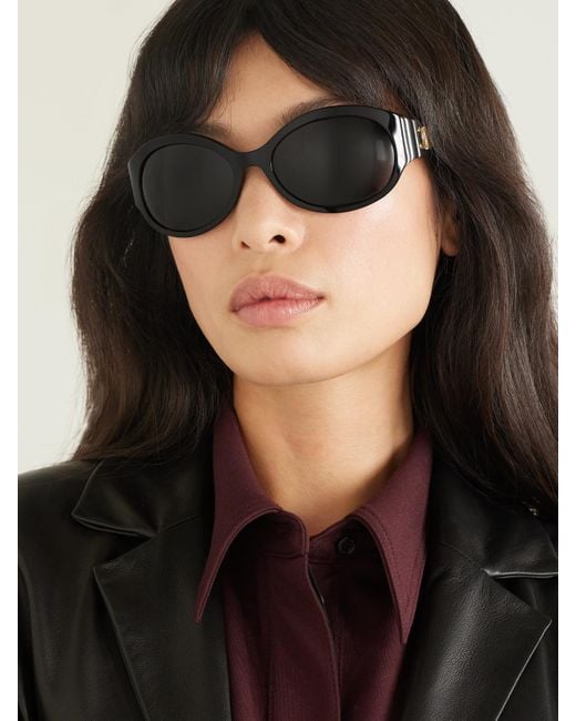 Céline Black Triomphe Oversized Round-Frame Acetate Sunglasses