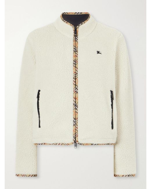 Burberry Natural Check-Trimmed Wool-Blend Plush Jacket
