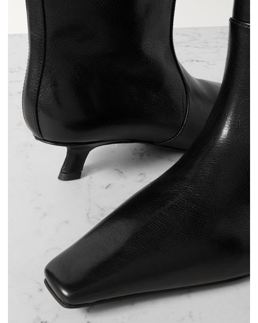 Brunello Cucinelli Black Bead-Embellished Leather Ankle Boots