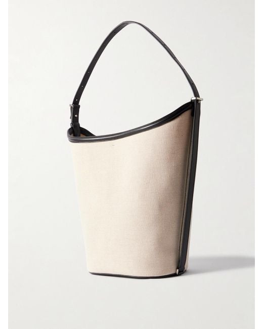 Proenza Schouler White Brant Leather-Trimmed Linen Bucket Bag