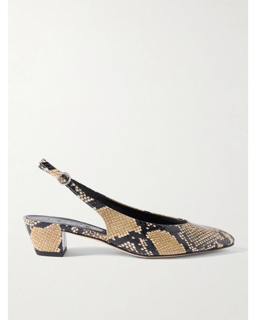 Aeyde Natural Celeste Slingback-Pumps Aus Leder Mit Schlangeneffekt