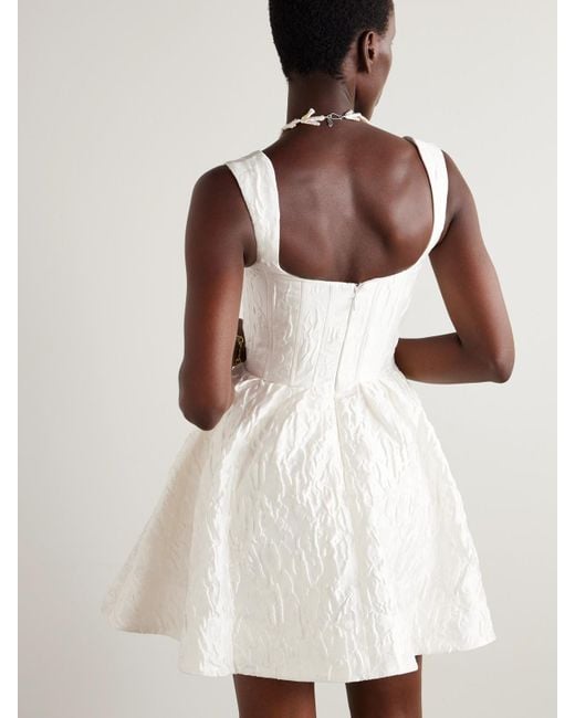 Rebecca Vallance White Vanilla Dreams Pleated Cloqué Mini Dress