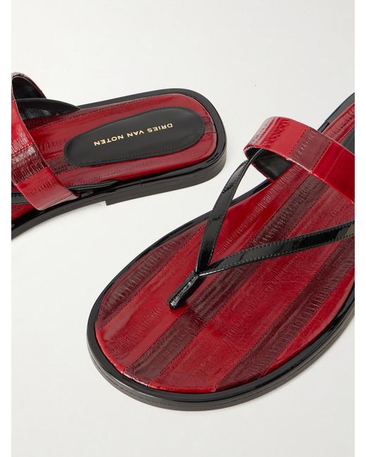 Dries Van Noten Red Eel-Effect Leather Sandals